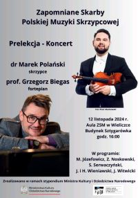 Prelekcja-Koncert dra Marka Polańskiego - "Zapomniane Skarby Polskiej Muzyki Skrzypcowej"